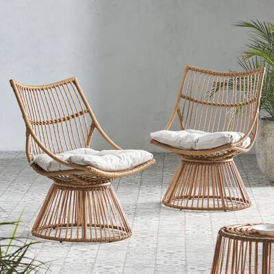 Caryl Outdoor Wicker High Back Lounge Chair (Set of 2) by Christopher Knight Home