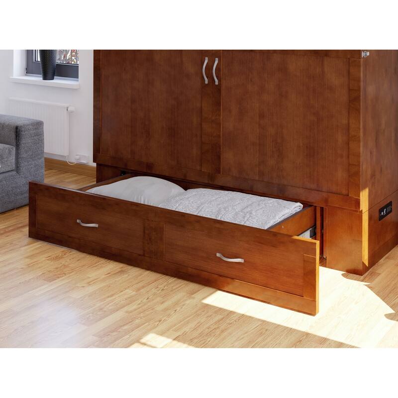 Hamilton Murphy Bed Chest with Storage Drawer and Built-In Charger