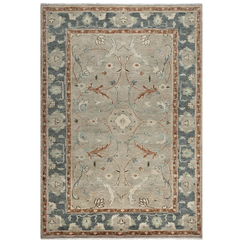 Alora Decor Abby Light Blue Classical Hand-knotted Hand-spun Wool Rug - 10' x 14' - Light Blue