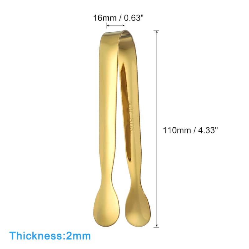 Serving Tongs, 4.3 Inch 304 Stainless Steel Ice Tongs for Sugar - Gold - 8pcs