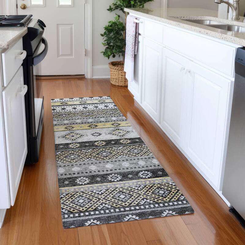 Premium Washable Super Soft Tribal Boho Mayfield Rug - Gray - 2' 3" x 7' 6" - Runner