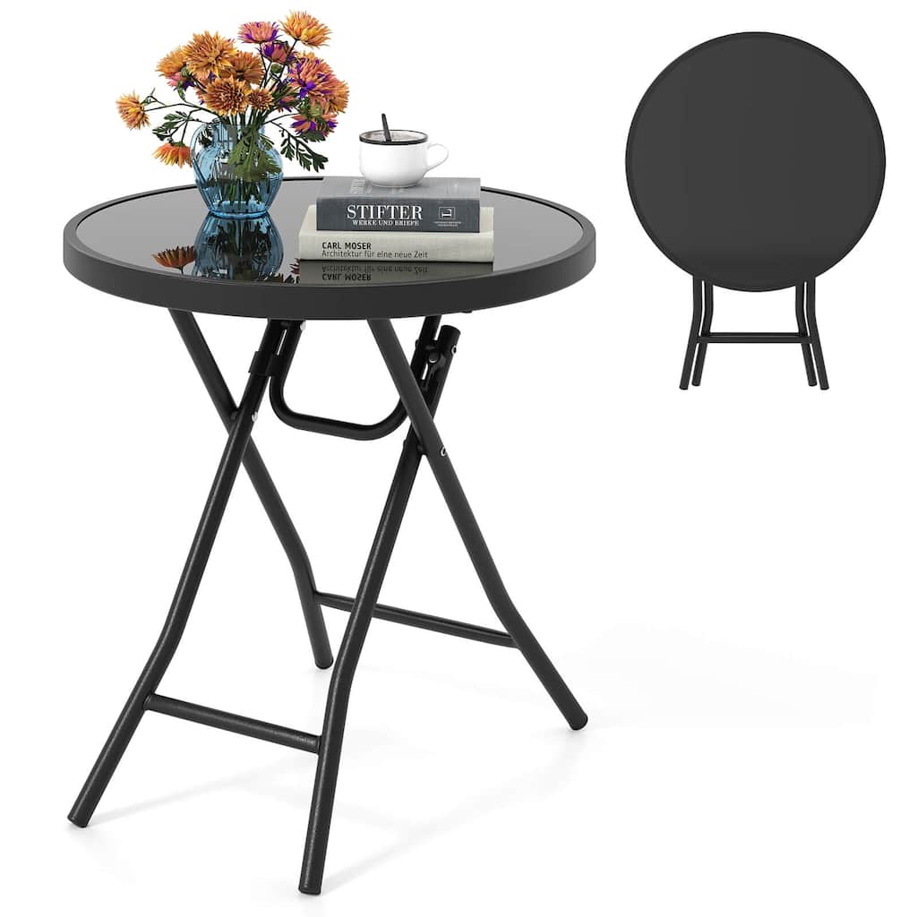 Costway 18" Folding Side Table Round Compact Coffee Table with - See Details