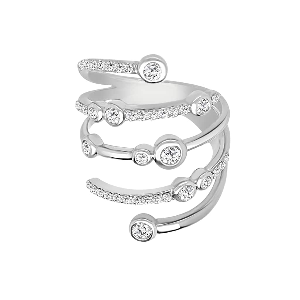 Auriya 14k Gold Lab Grown Round Diamond Bezel and Pavé Spiral Wrap Ring 0.57 ct. tw. (F-G, VS)