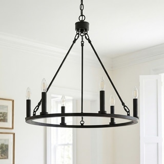 Acroma 6-light Farmhouse Rustic Round Wagon Wheel Chandelier with UL - 23''