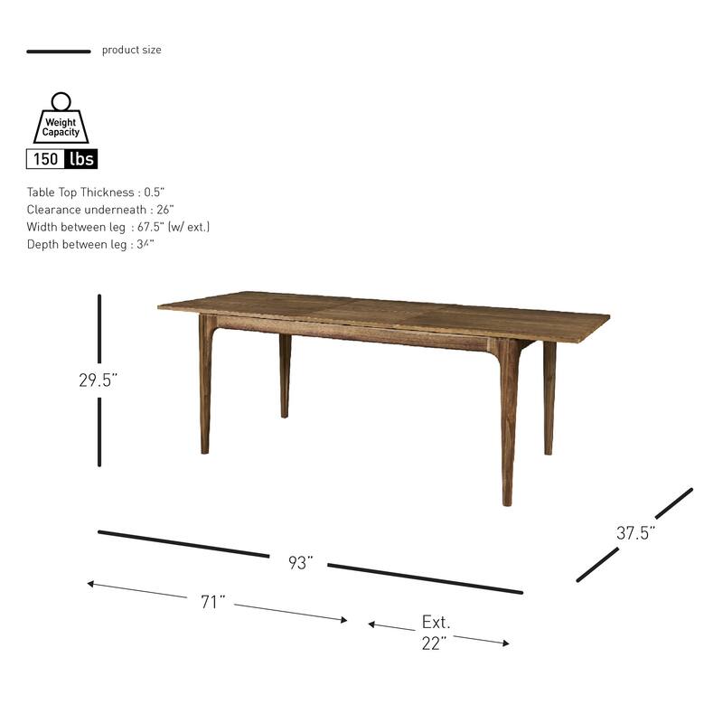 NPD Furniture Hereford 71-93" Extendable Acacia Wood Dining Table