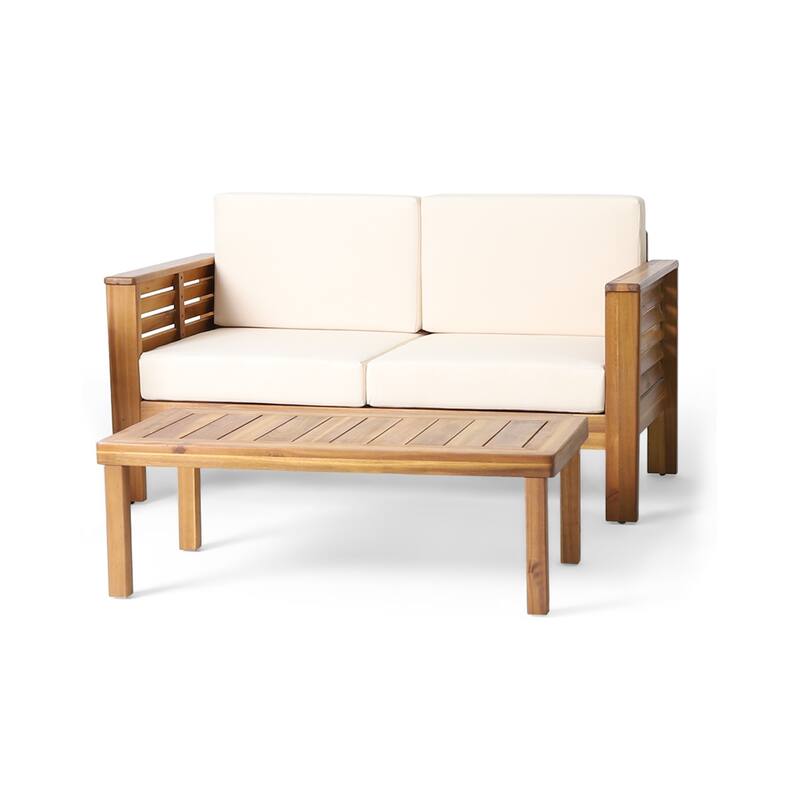 Christopher Knight Home Acacia Outdoor Loveseat and Coffee Table Set