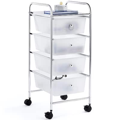 Yaheetech Rolling Storage Trolley with 4 Drawers with Metal Frame