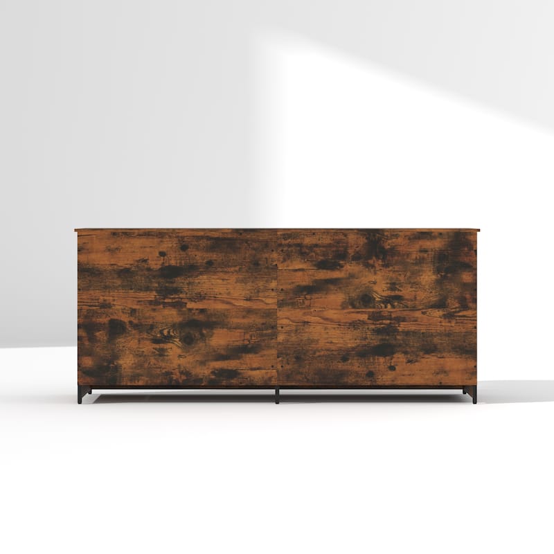 Large Double Dog Crate Furniture for Medium and Large Dogs, Rustic Industrial Dog Kennel End Table