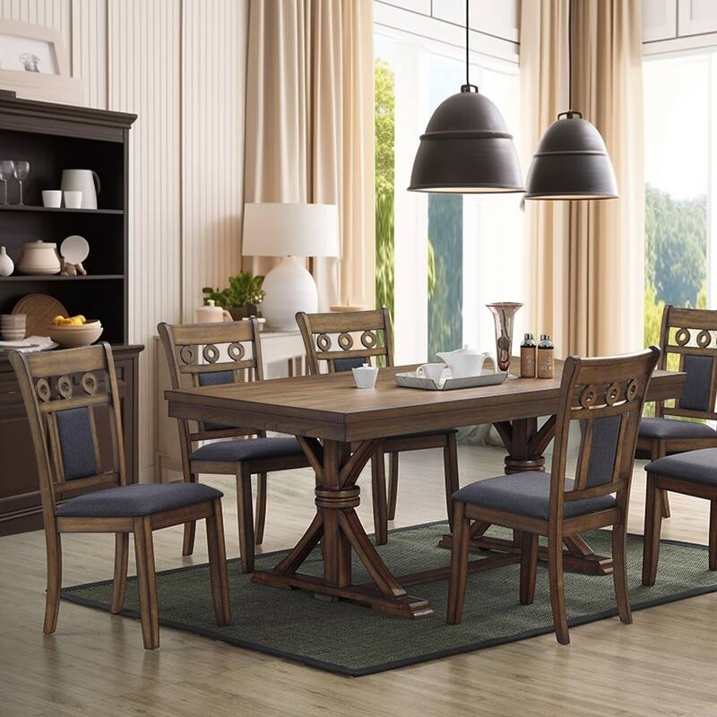 Modern Upholstered Dining Chairs - Set of 2 - Gray Rubberwood Kitchen Accent Seating