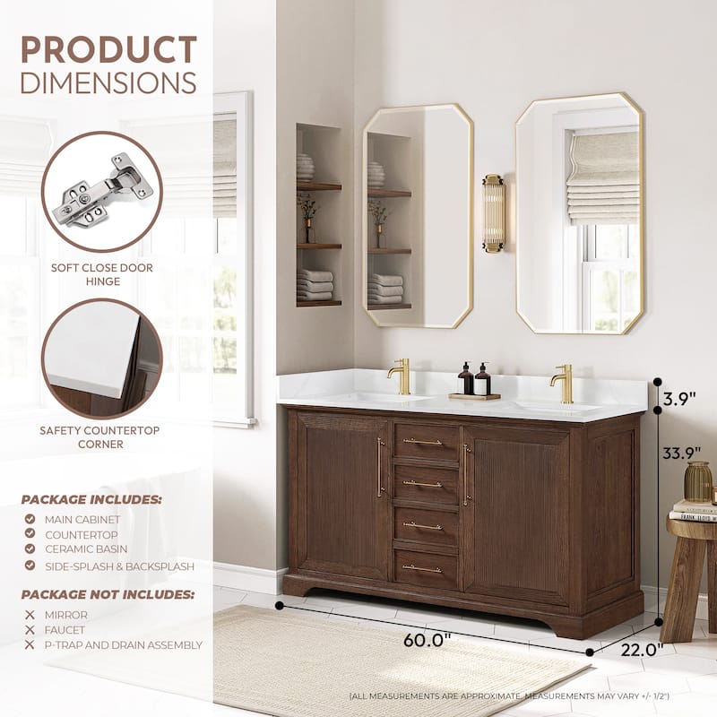 Tokyo Bath Vanity with Quartz Stone Top without Mirror
