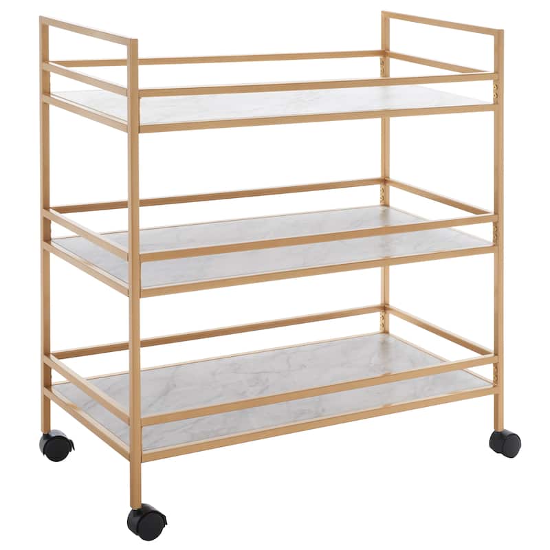 SAFAVIEH Home Collection Idria 3 Tier Bar Cart - 34" L x 16" W x 36" H
