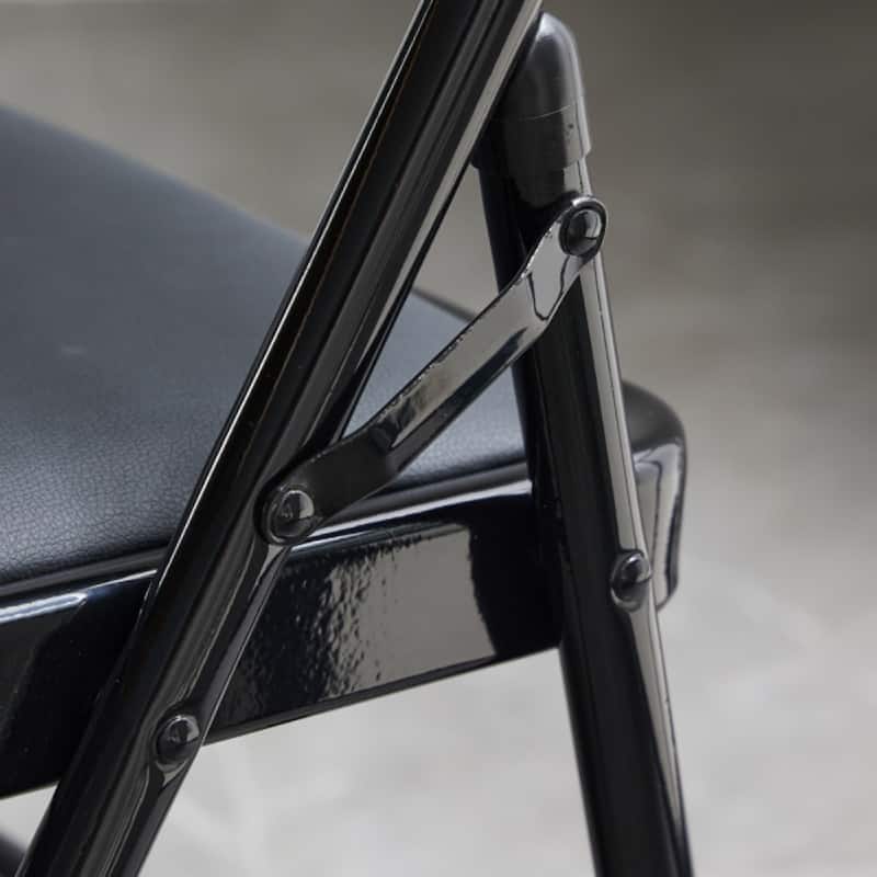 4pcs Elegant Foldable Iron & PVC Chairs for Convention & Exhibition Black - 15.75"L x 17.72"W x 30.71"H