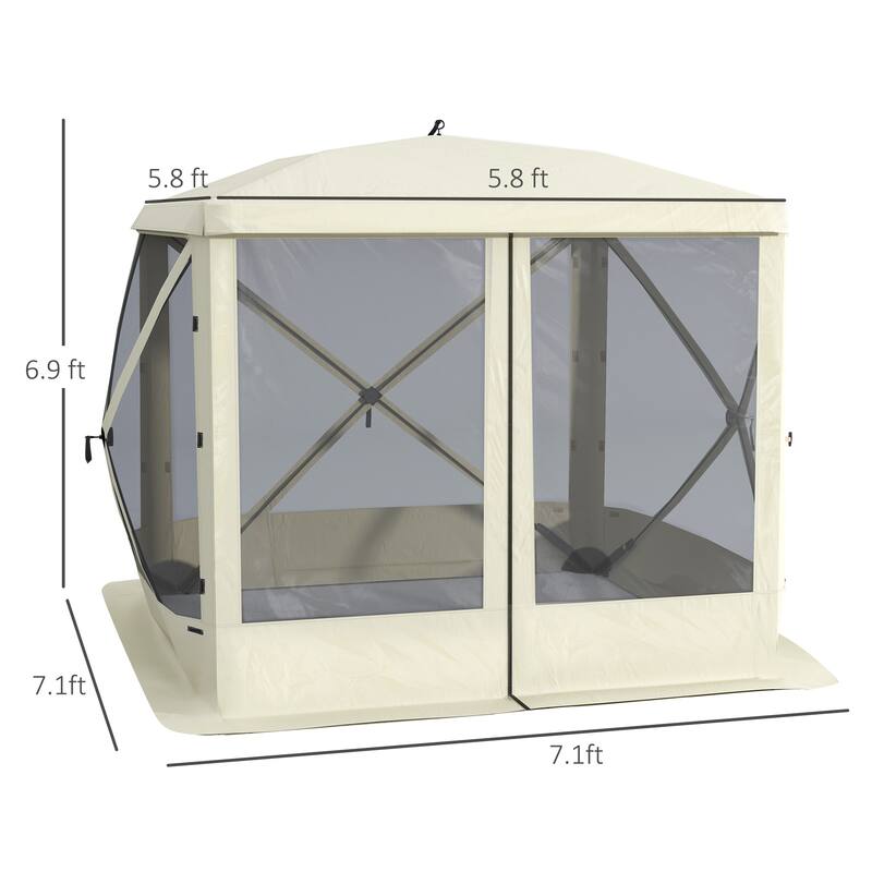 Outsunny 7'x7' Pop Up Camping Canopy Tent with Ventilating Mesh Screen, Portable Carry Bag for Outdoor Party
