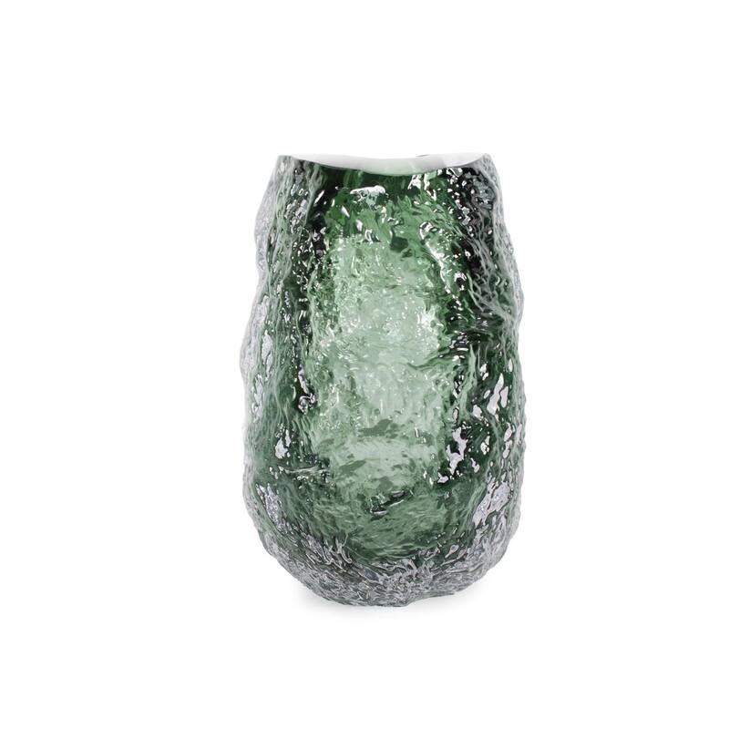 Emerald Crystalized Glass Vase