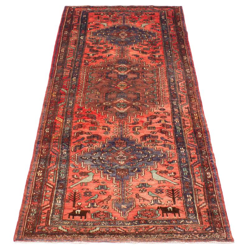 ECARPETGALLERY Hand-knotted Andelz Red Wool Rug - 4'3 x 10'4
