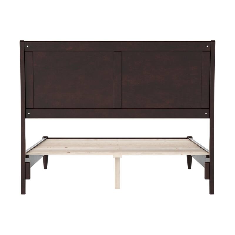 Solid Wood Sleigh Bed - Low Profile Platform Bed Frame - Full Size Bed Espresso Finish