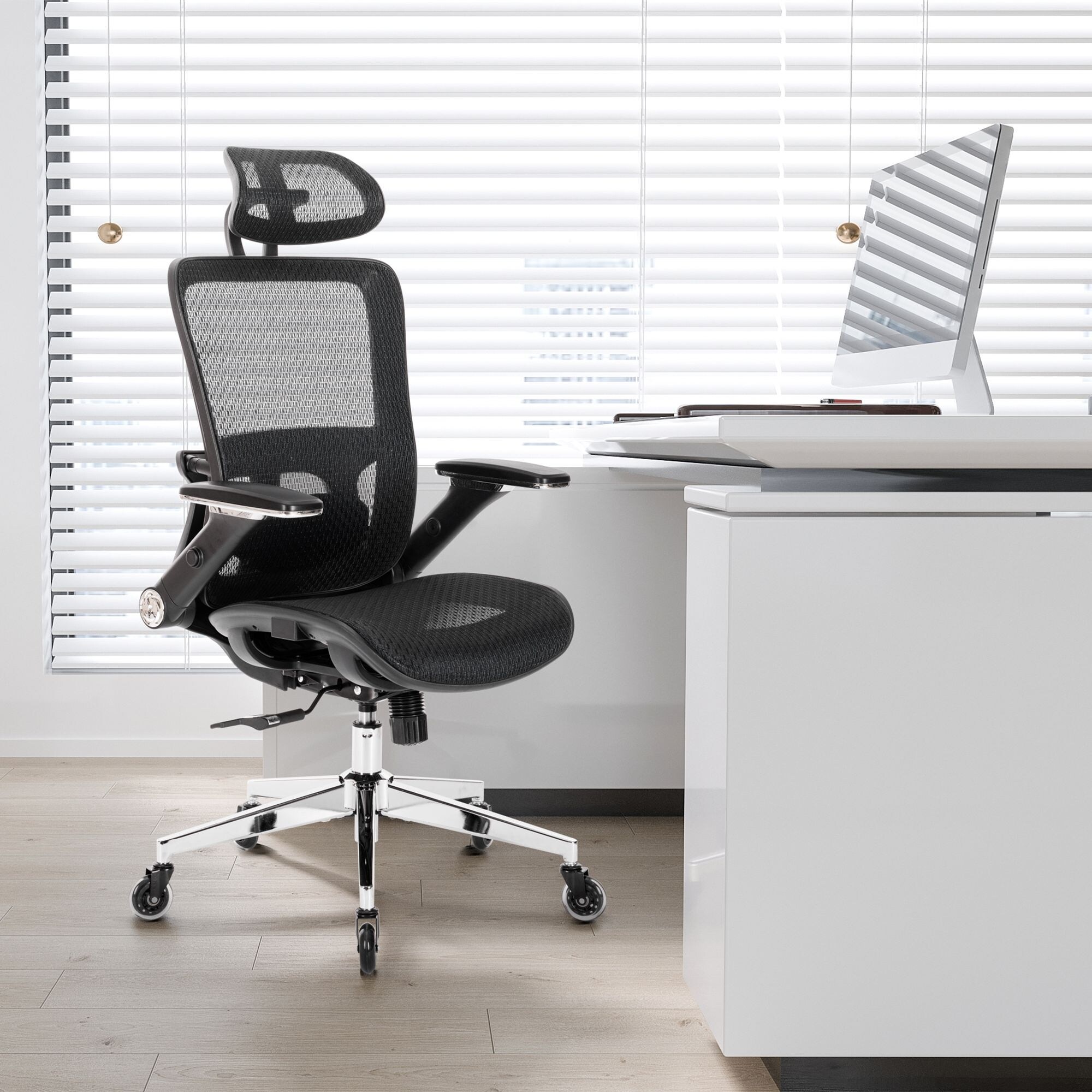 High-Back Ergonomic Office Chair with 4D Flip-Up Armrests and