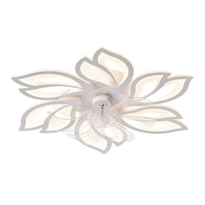 25.6 in. Integrated LED Indoor Flush Mount Chandelier Ceiling Fan with 6 Speed and Color Temperature Adjustment