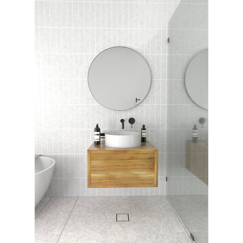 Glass Warehouse Round 28" Stainless Steel Framed Mirror