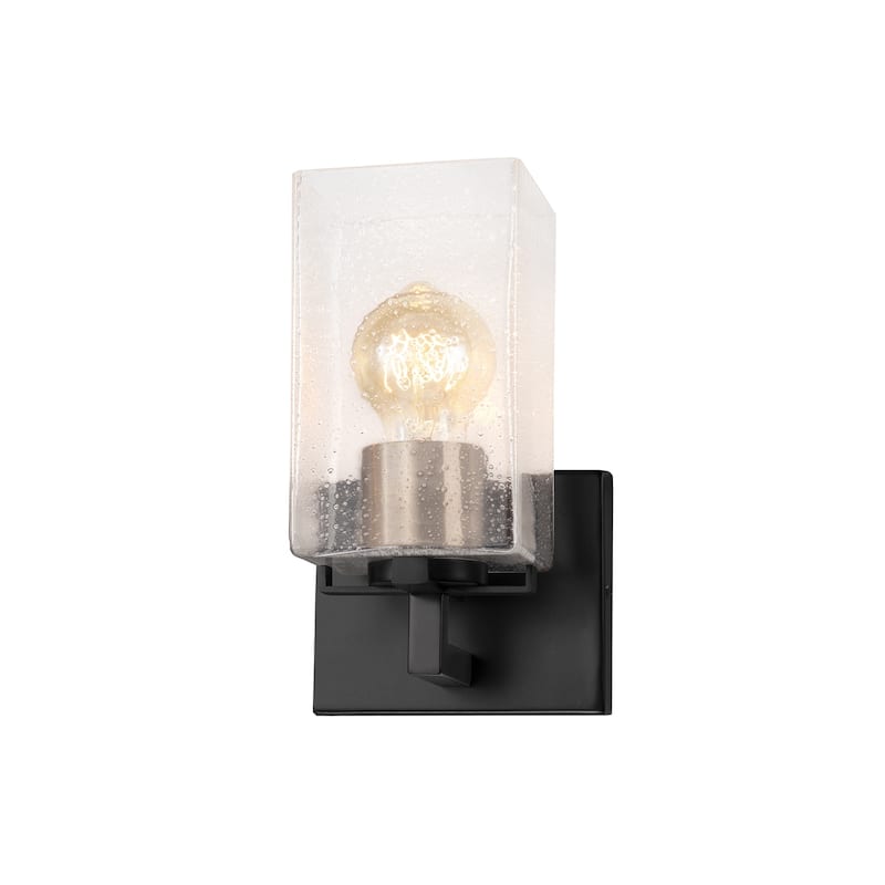 EVOLV Fusion Vice 1-Light Wall Sconce with Seeded Glass - Matte Black