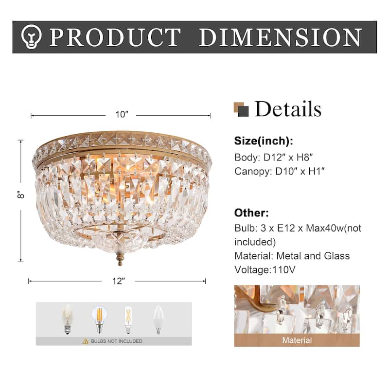 Elisa Crystal Basket Flush Mount Chandelier