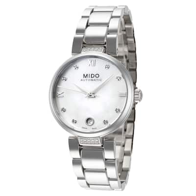Mido Women's Baroncelli II Donna 33mm Pink Mother-of-Pearl Dial Stainless Steel Automatic Watch - Silver-Tone - One Size