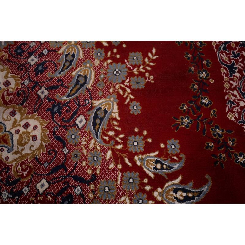 Floral Red Paisley Kashan Turkish Area Rug Machine Made Carpet - 9'8" x 12'10"