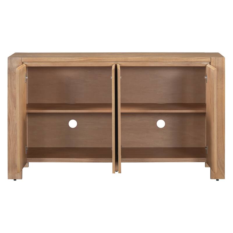 Retro 4-Door Sideboard with Distressed and Adjustable Shelves