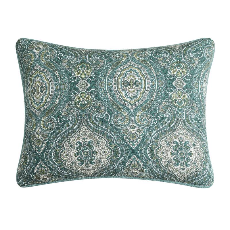 Tommy Bahama Bonny Cove Floral Pattern With Palm Reverse Quilt (Beige, 3 Piece Set)