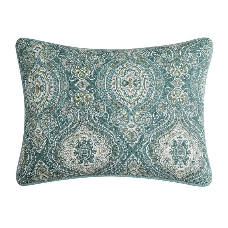Tommy Bahama Turtle Cove Green Cotton Reversible Quilt Set