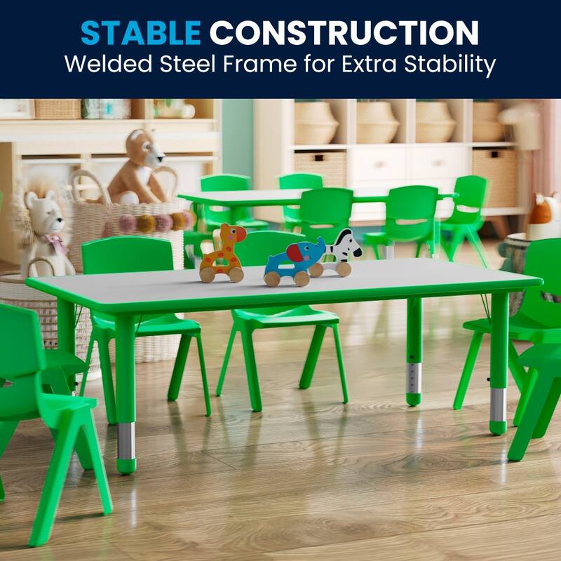 23.625"W x 47.25"L Plastic Adjustable Activity Table-School Table for 6