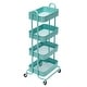 preview thumbnail 41 of 51, 4-Tier Metal Utility Cart with Wheels Storage Shelves Organizer Trolley Cart Blue