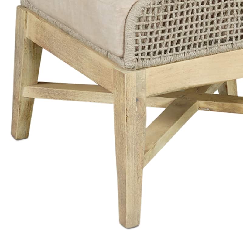 Avira Set of 2 Dining Chairs Handcrafted Mango Wood Cotton Rope Weaving Beige Cushion