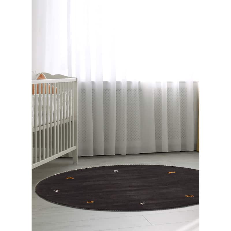 Kashkuli Gabbeh Charcoal Rug 3'10" x 3'11" - 3'10 x 3'11