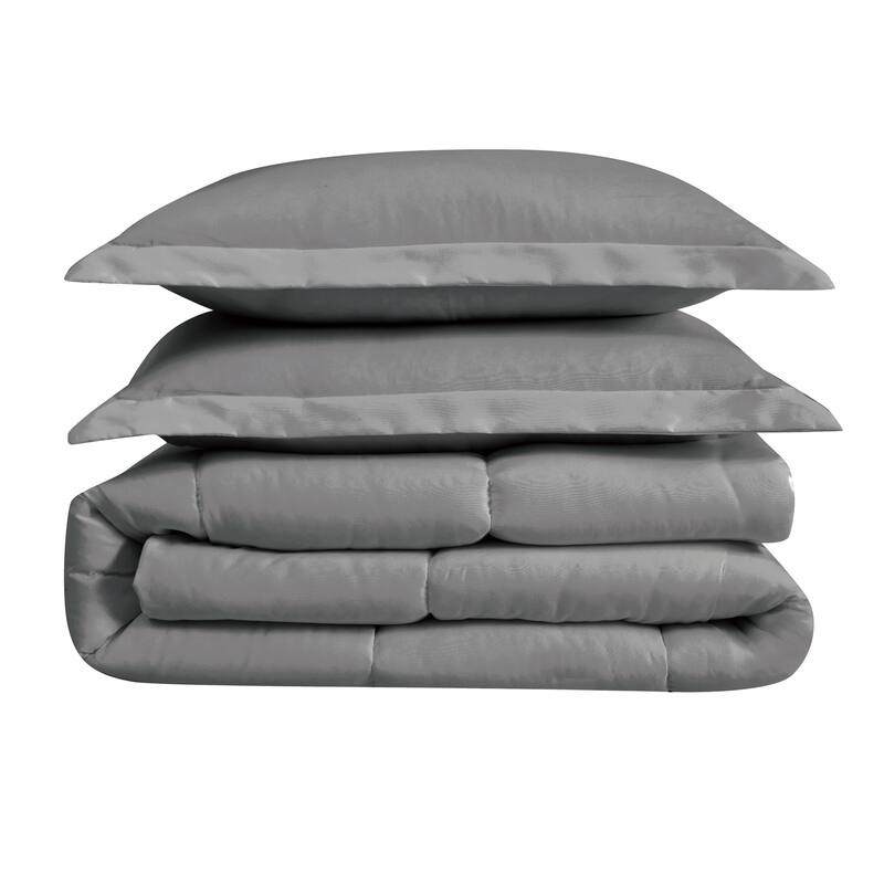 Cannon Heritage Solid 3 Piece Down Alternative Comforter Set - Grey - Full - Queen