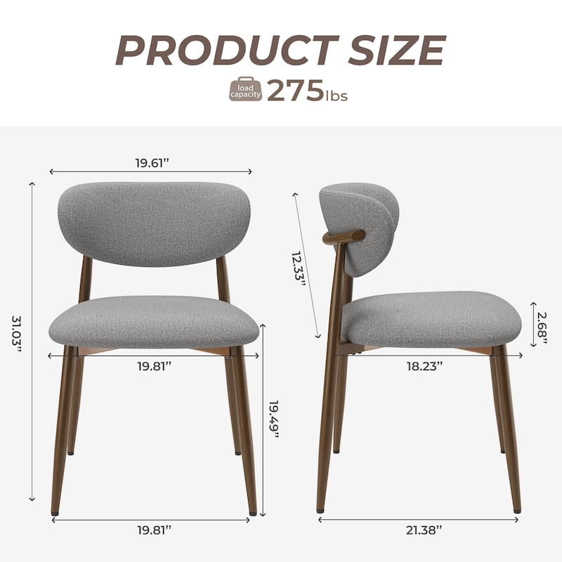 RENEWLINE Mid-Century Modern Tapered Dining Chairs with Upholstered Seat & Iron Frame