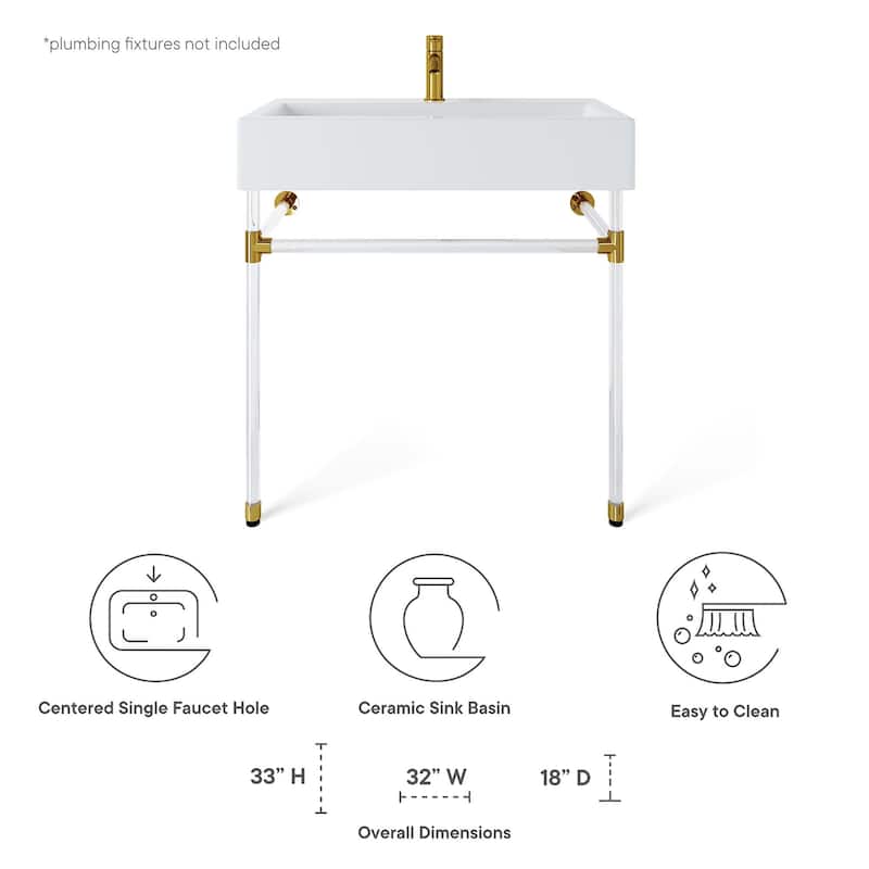 Redeem 32" Acrylic Wall-Mount Bathroom Vanity