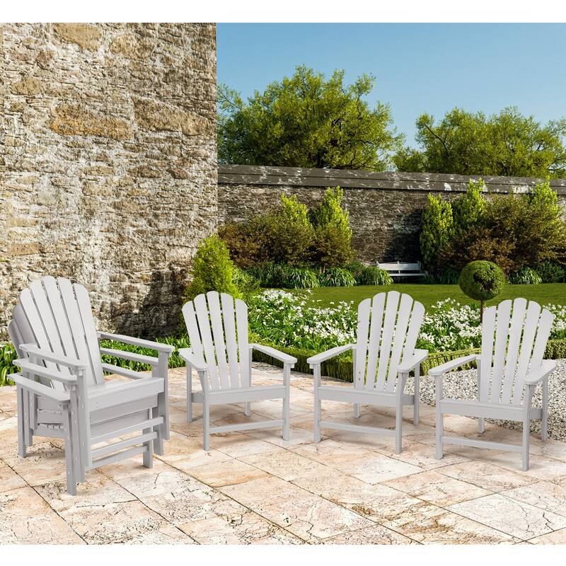 Vrakae 6 Pcs Patio HDPE All-Weather Stacking Adirondack Chair