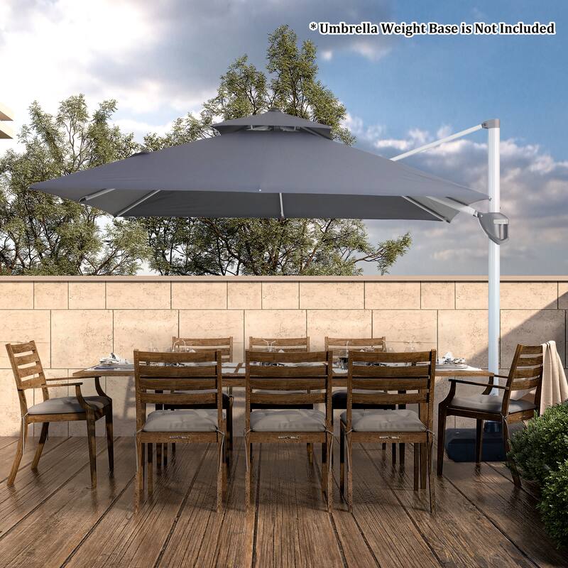 Clihome 10ft Outdoor Patio Cantilever Square Umbrella with Protective Cover