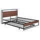 preview thumbnail 40 of 42, Slat Support Bed Frame Metal Platform Bed with Trundle