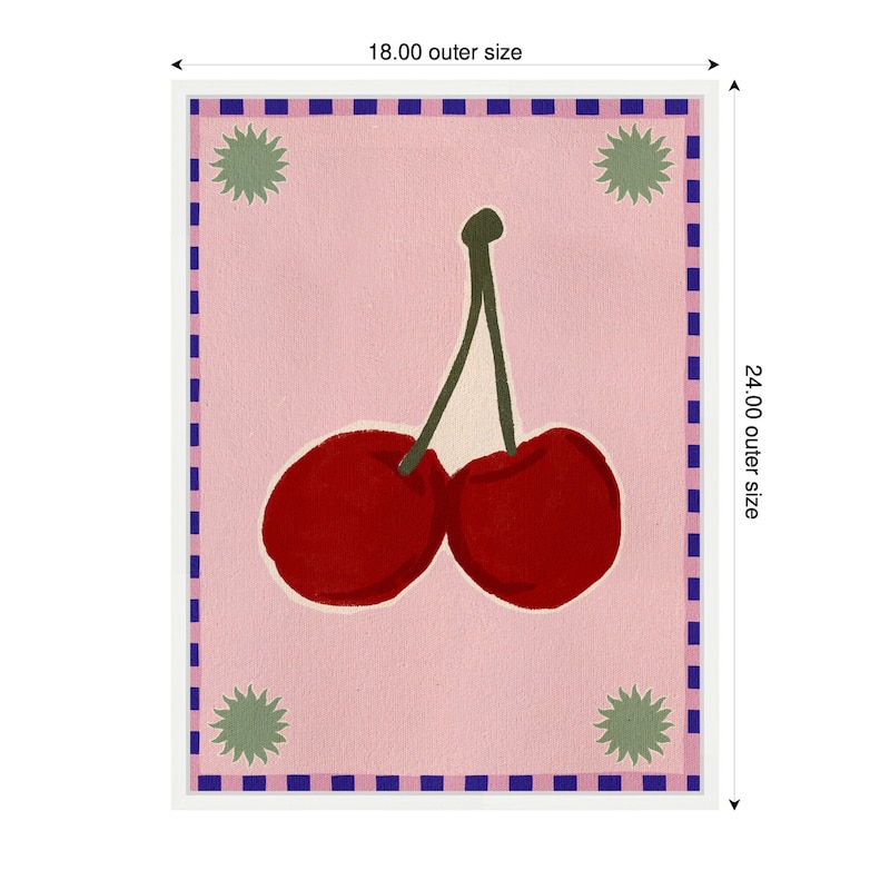 Kate and Laurel Sylvie Lush Duo 1 Cherry Framed Canvas by Shatha Al Dafai