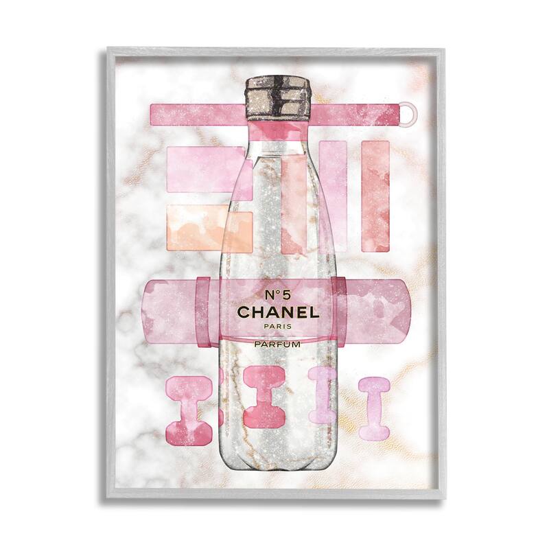 Stupell Fashion Exercise Bottle Pink Home Sports Equipment Framed Wall Art