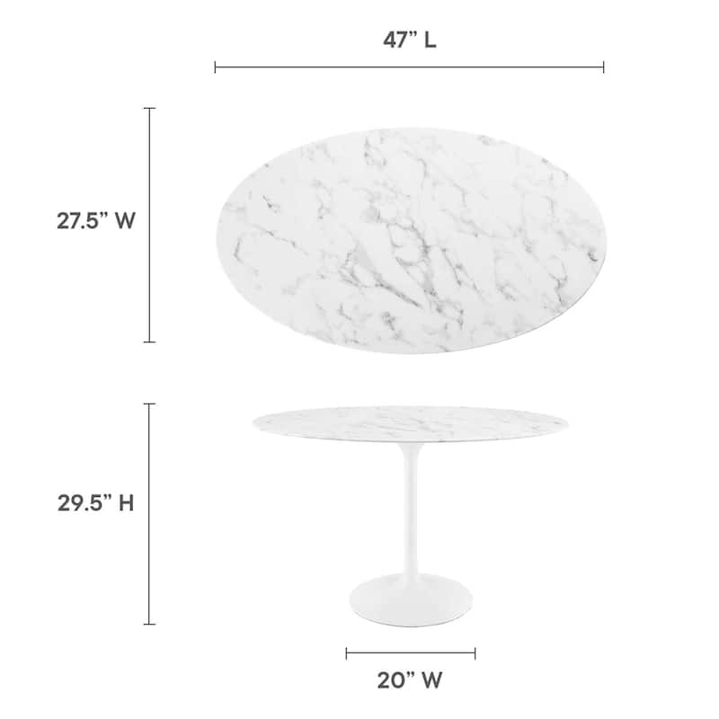 48" Oval Artificial Marble Dining Table