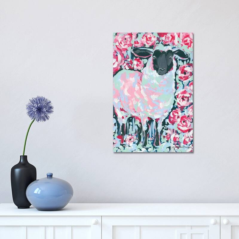 iCanvas "My Sheep Rose" by Jessica Mingo Canvas Print - 18x12x1.5