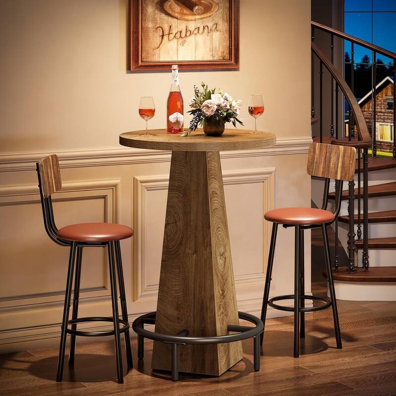 Small Bar Table, 37.4" High Round Pub Table (Only Table)