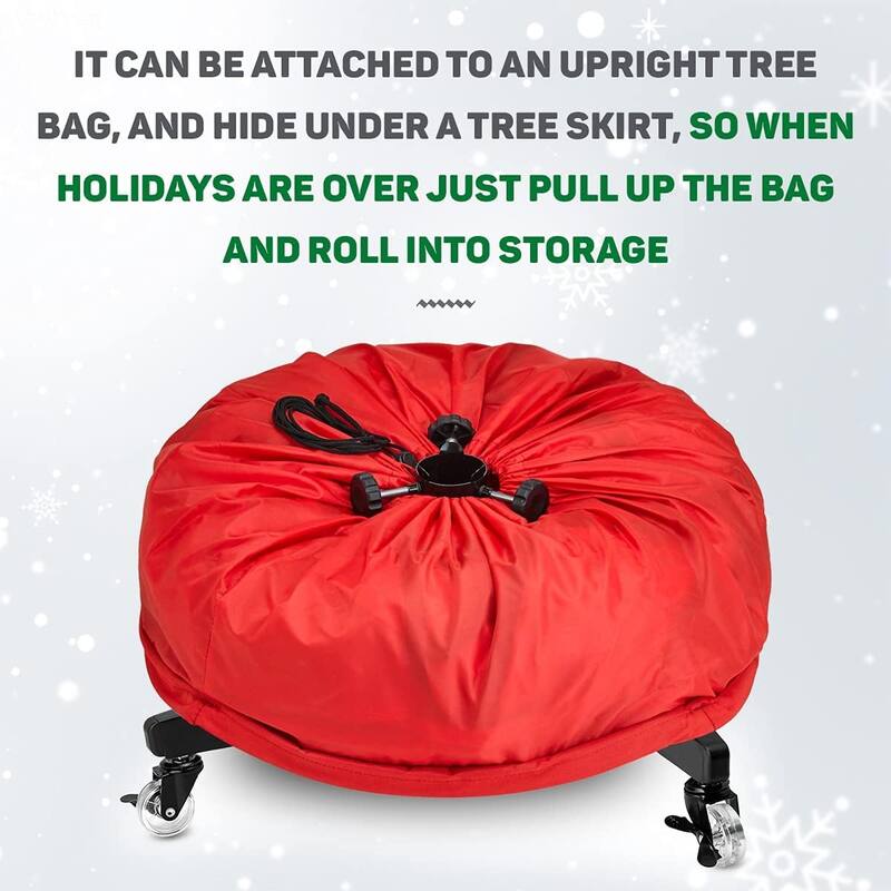 Metal Rolling Christmas Tree Stand with Heavy-Duty Caster Wheels - Premium Stand Holds up to 12-Foot - Black