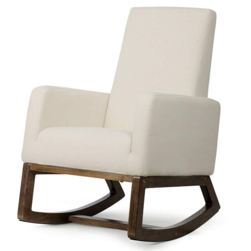 Mid Century Retro Fabric Upholstered Rocking Chair - 25.5" x 32" x 40.5"