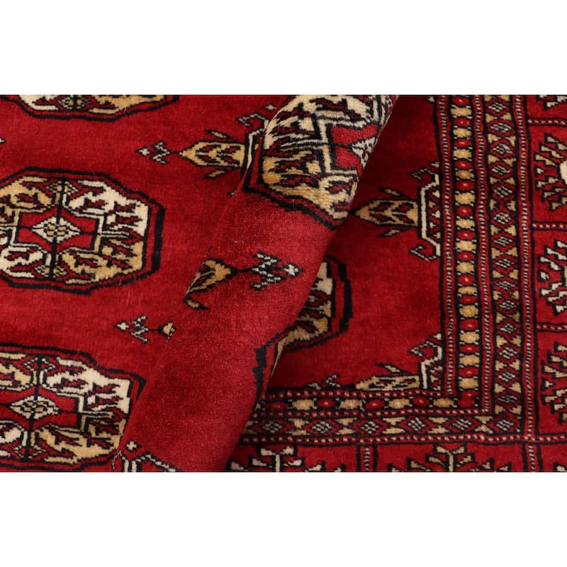 Tribal Bokhara Bowen Red/Beige Hand Knotted Wool Rug - 4'1'' x 6'2''
