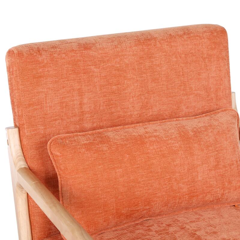 Armchair Solid Wood Frame Accent Chair with Detachable Lumbar Pillow Living Room Chairs