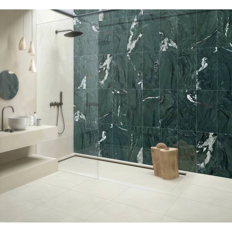 Roomfitters Natural Marble Tile for Wall and Floor, Polished Genuine Stone, 12x24 Marble Tile, 4-Piece Boxe, Green - Green,Green Multi